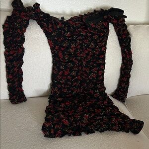 Fashion Nova Black and Red Floral Mini Dress